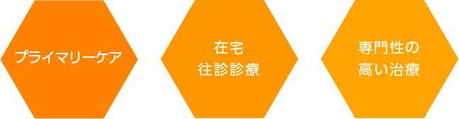 診療の特色
プライマリーケア・在宅、往診診療・専門性の高い治療