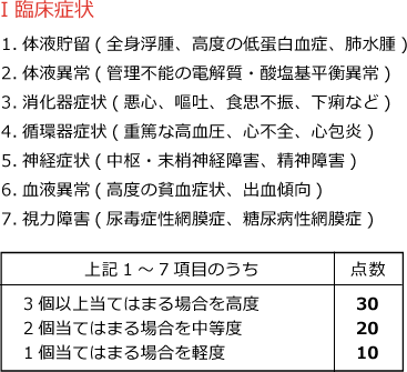 臨床症状の項目と点数