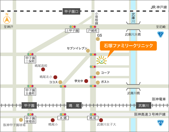 石塚ファミリークリニック周辺マップ